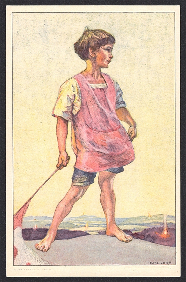 Schweiz, Bundesfeierkarten, 1927, Knabe mit Fahne, Nr.45 – Bild 2