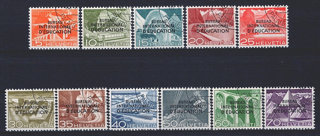 Schweiz, Dienstmarken, BIE, Nr.29-39, Technik und Landschaft, komplette Serie, Eckstempel