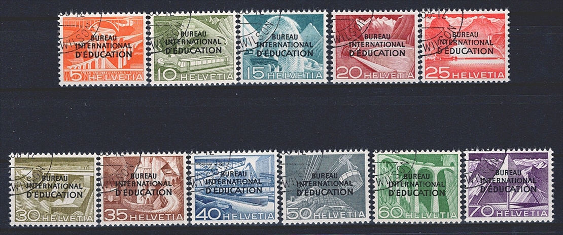 Schweiz, Dienstmarken, BIE, Nr.29-39, Technik und Landschaft, komplette Serie, Eckstempel