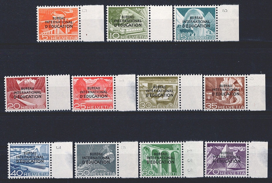 Schweiz, Dienstmarken, BIE, Nr.29-39, Technik und Landschaft, komplette Serie mit Bogenrand