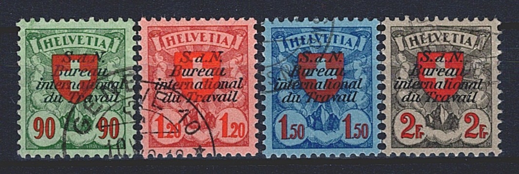 Schweiz, Dienstmarken, BIT, Nr.20-23, Wappenschilder, komplette Serie, Eckstempel