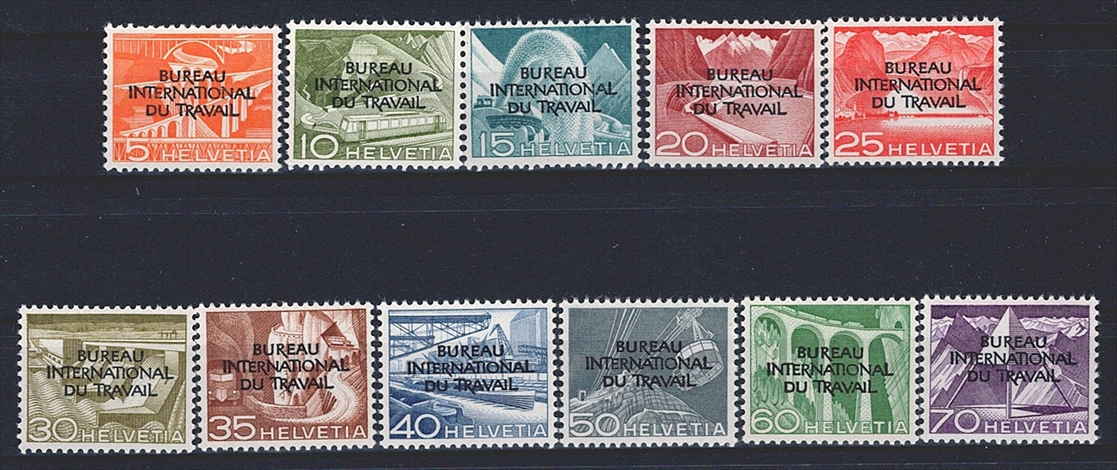 Schweiz, Dienstmarken, BIT, Nr.84-94, Technik und Landschaft, komplette Serie