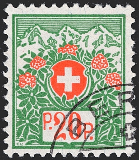 Schweiz, Portofreiheit, Nr.12B, ohne Kontroll-Nummer, Eckstempel BERN