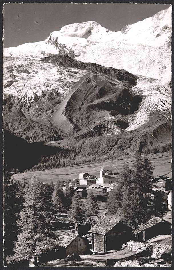 Schweiz, Stempel SAAS-FEE POSTREISENDE, auf Nr.299, auf passender Ansichtskarte – Bild 2