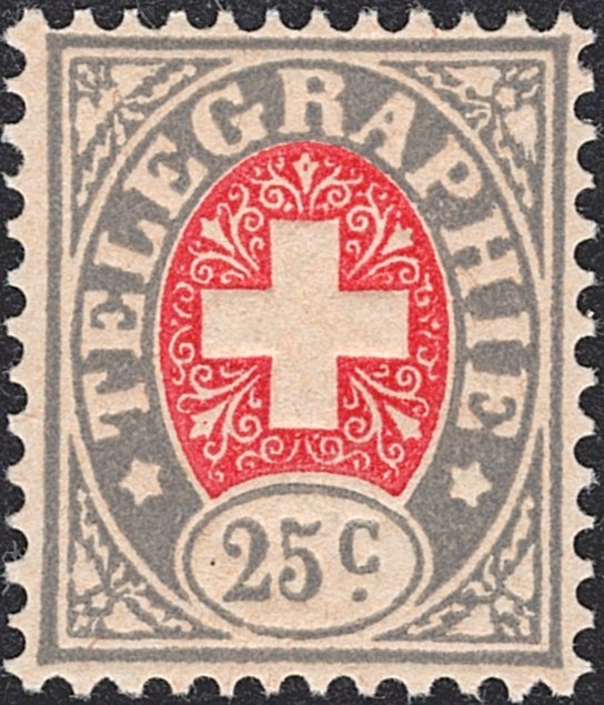 Schweiz, Telegraphenmarken, Nr.1, 25Rp., signiert Rellstab