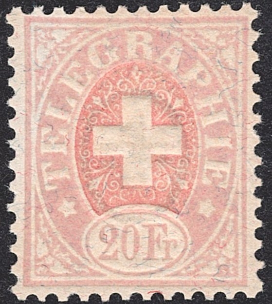 Schweiz, Telegraphenmarken, Nr.19, 20Fr.
