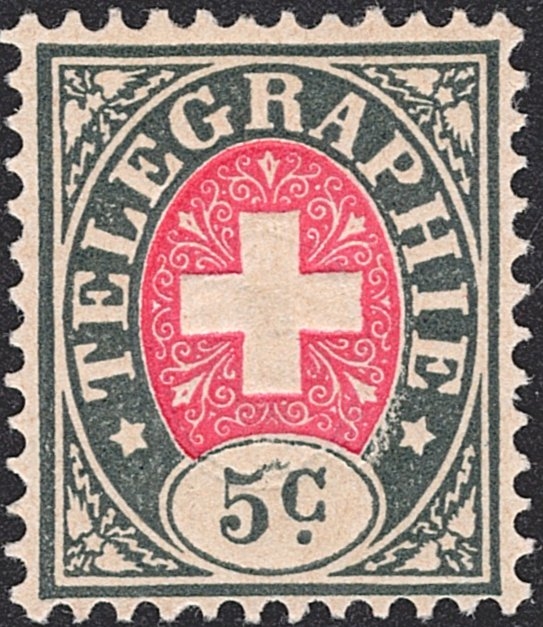 Schweiz, Telegraphenmarken, Nr.7, 5Rp.