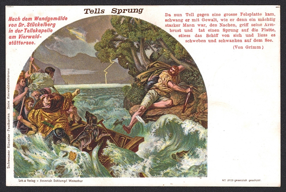 Lithographien, Motive, TELLS SPRUNG, ungebraucht