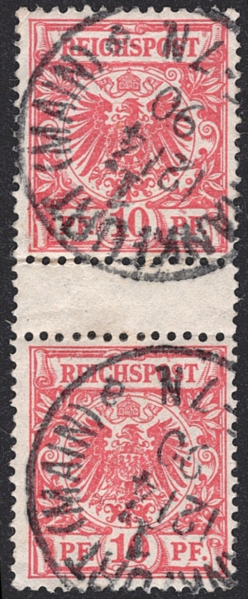 Deutschland, Deutsches Reich, 1889, Nr.47b ZS, Zwischenstegpaar, gestempelt FRANKFURT