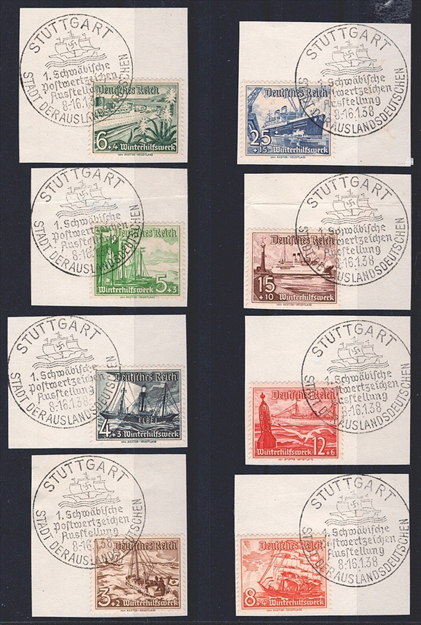 Deutschland, Deutsches Reich, Winterhilfswerk, 1937, Nr.651-659, komplette Serie, Sonderstempel STUTTGART