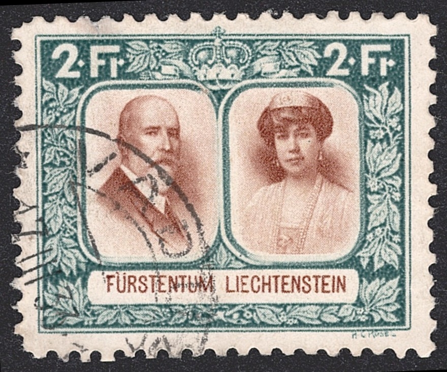 Liechtenstein, Freimarken, Nr.97A, 2Fr. Fürstenpaar, Zä. 10,5, gestempelt VADUZ
