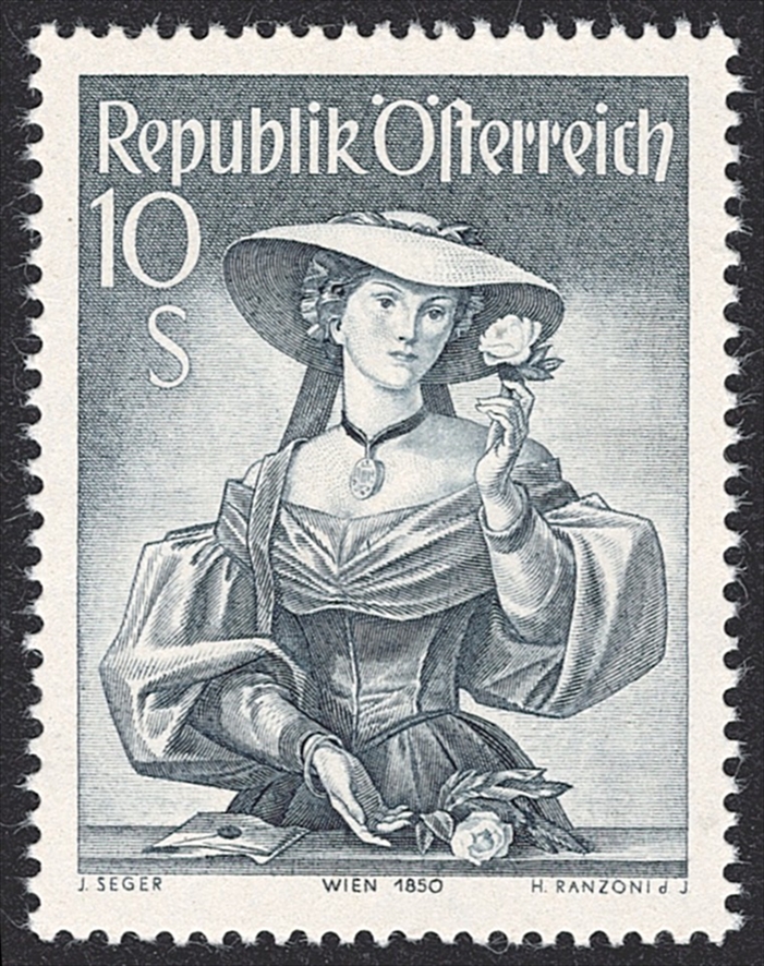 Österreich, Nr.926 Ixc, 10S., schwarzblaugrau, Trachten, Wien, weisser Gummi