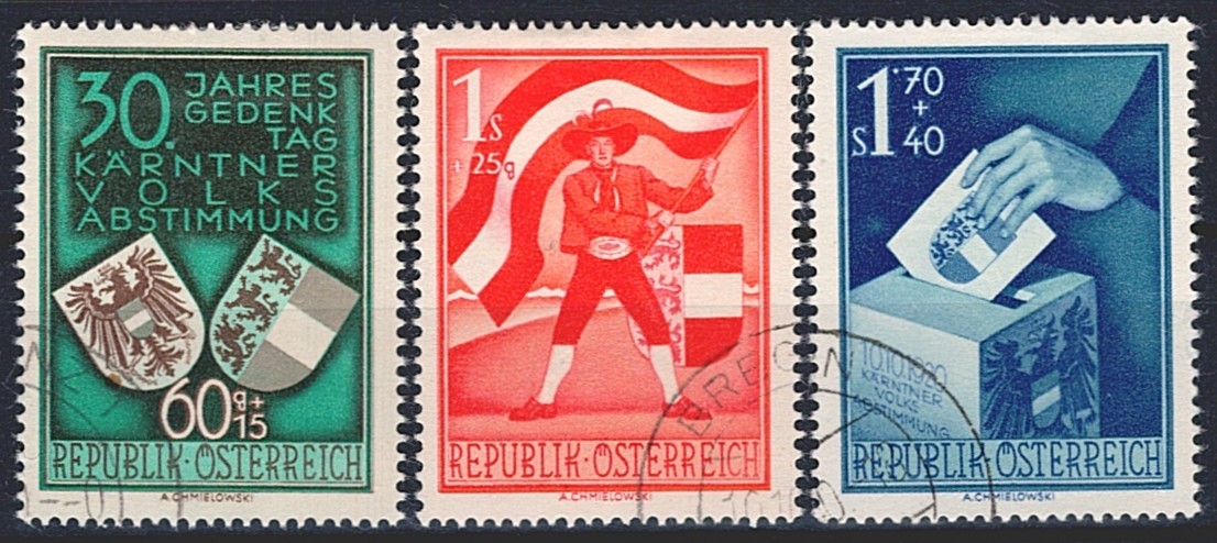 Österreich, Nr.952-954, 1950, Sondermarken, komplette Serie, Eckstempel