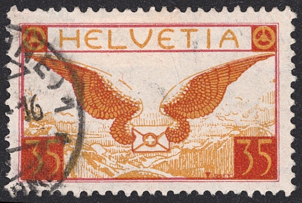 Schweiz, Flugpost, Nr.14, Brieftaube, gestempelt