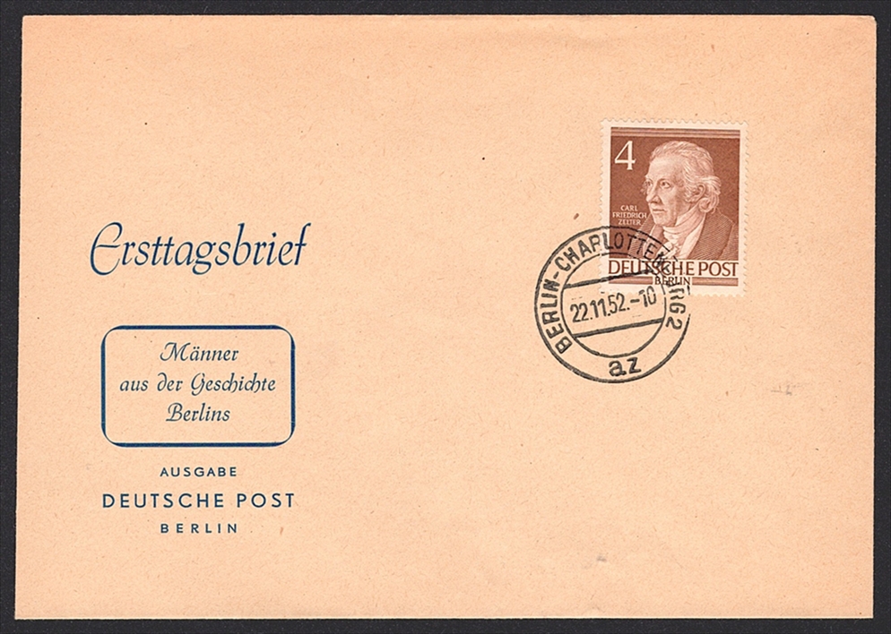 Deutschland, Berlin 1952/3 Nr. 91 "Männer aus der Geschichte Berlins" auf Brief - FDC