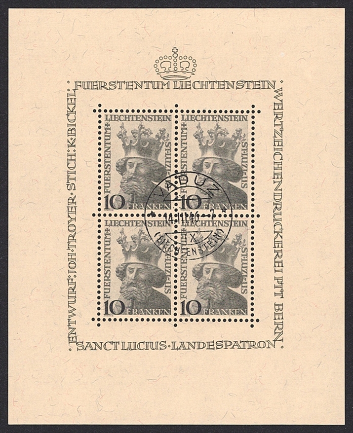 Liechtenstein 1946 Nr. 247 Kleinbogen gestempelt Ersttag