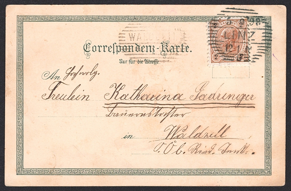 Lithographien, Lithographien, Österreich, Gruss vom PÖSTLINGBERG b. LINZ a.d. DONAU, 4 Bilder, 1898 – Bild 2