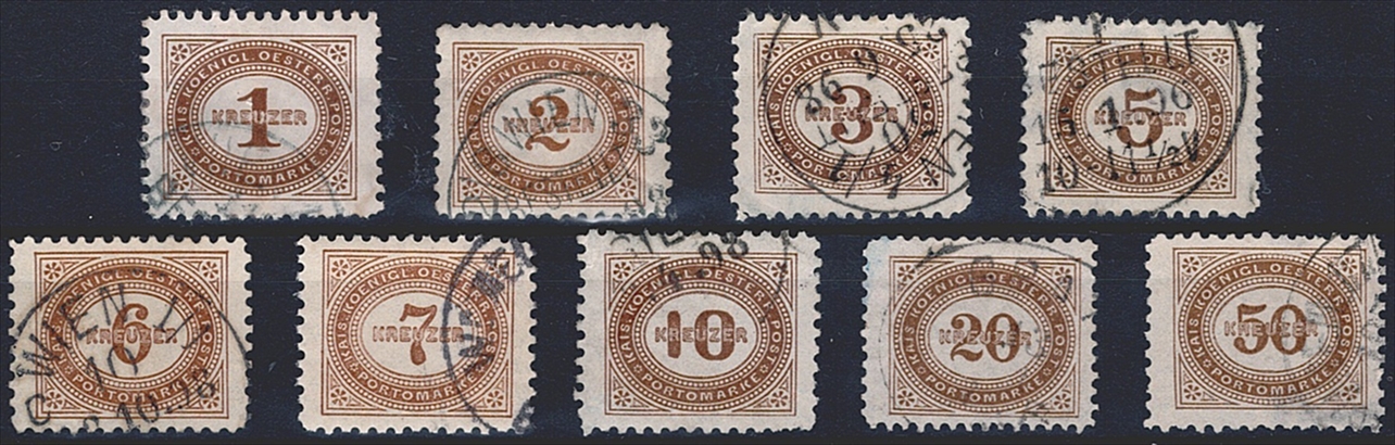 Österreich 1894/95 - Porto Serie ANK Nr. 1/9 "Ziffernzeichnung" - gestempelt