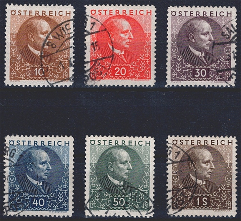 Österreich 1930 - Serie ANK Nr. 512/517 "Wilhelm Miklas" gestempelt