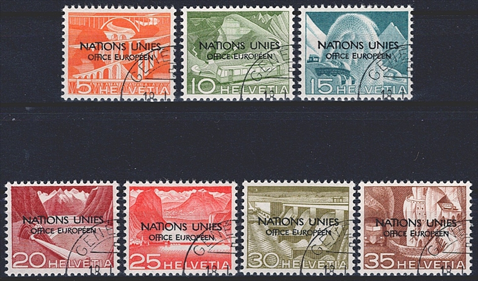 Schweiz, Dienstmarken, DVII, OFFICE EUROPEEN, Nr.1-20, komplette Serien, Eckstempel