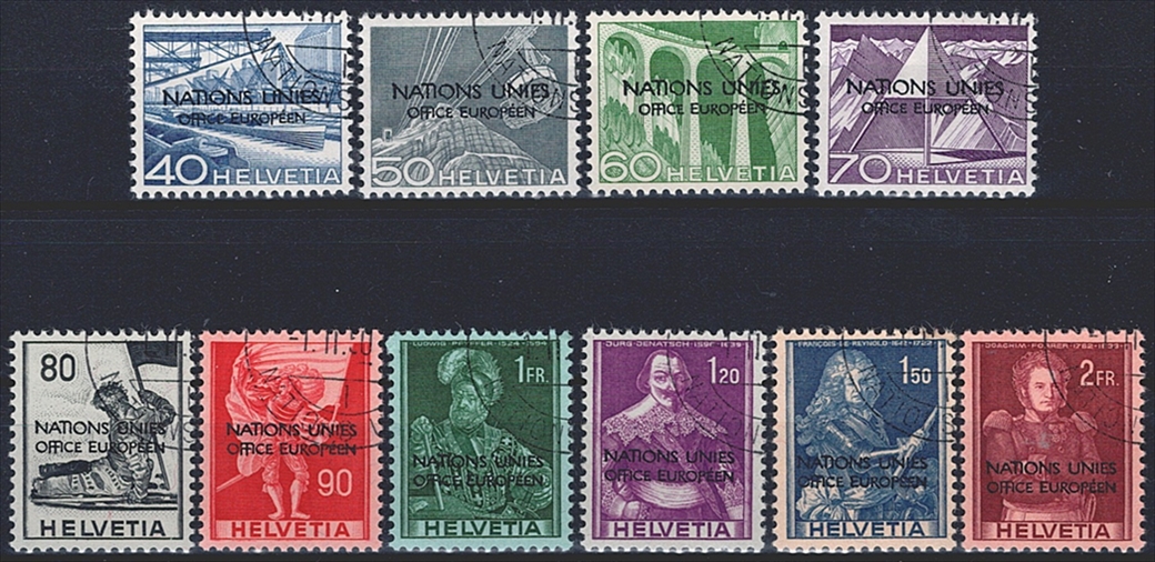 Schweiz, Dienstmarken, DVII, OFFICE EUROPEEN, Nr.1-20, komplette Serien, Eckstempel – Bild 2