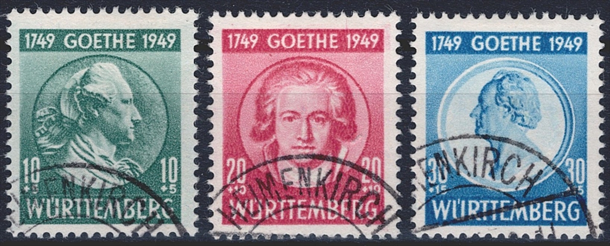 Deutschland, Französische Zone, Württemberg, 1949, Nr.44-46, sauber gestempelt HEIMENKIRCH