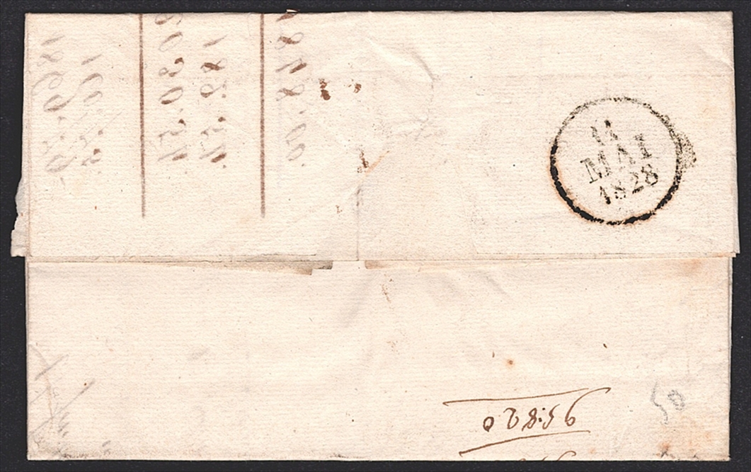 Schweiz, Abstempelungen, Postgeschichte, taxierter Faltbrief, GENEVE 8 Mai 1828, Wi.2623/SUISSE PAR FERNEY, nach St-Chamont – Bild 2