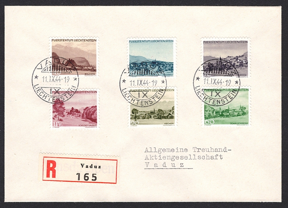 Liechtenstein , FDC, 1944, Freimarken, Nr.190+, R-FDC