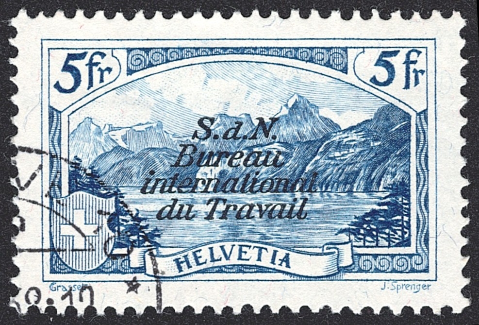 Schweiz, Ämter, BIT, Nr.13, 5Fr.blau, Eckstempel
