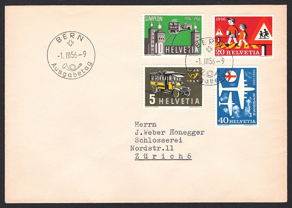 Schweiz, FDC, Freimarken, Nr.324-327, ET-Stempel BERN d