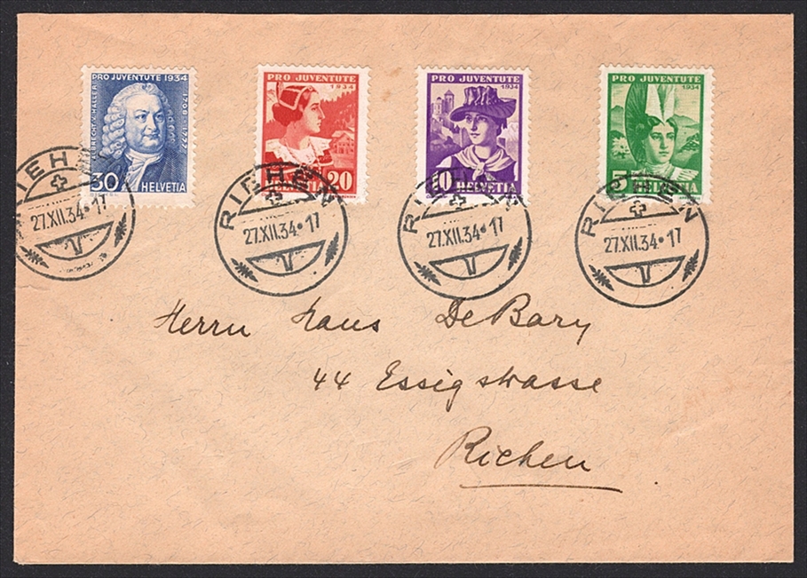 Schweiz, Pro Juventute, Nr.69-72, Satzbrief, RIEHEN