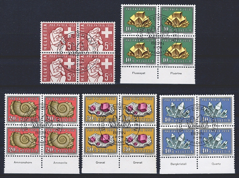 Schweiz, Pro Patria, Nr.86-90, im Viererblock, offiz. ET-Stempel
