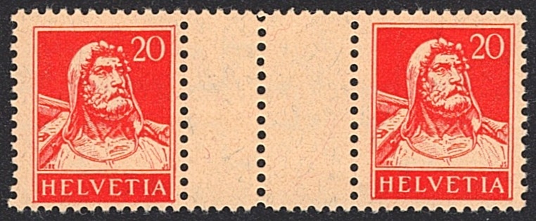 Schweiz, Zwischenstege, Nr.S39, 20+20Rp., karminrot