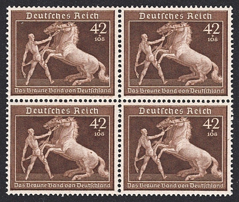 Deutschland, Deutsches Reich, Nr.699, Das braune Band, im Viererblock