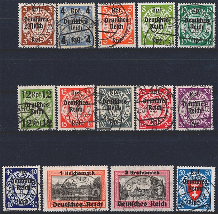 Deutschland, Deutsches Reich, Nr.716-729y, Freimarken, komplette Serie, meist Vollstempel