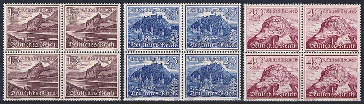 Deutschland, Deutsches Reich, Nr.730-738, Winterhilfswerk, komplette Serie, im Viererblock