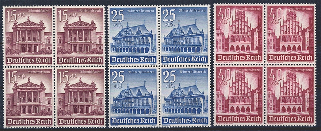 Deutschland, Deutsches Reich, Nr.751-759, Winterhilfswerk, komplette Serie, im Viererblock
