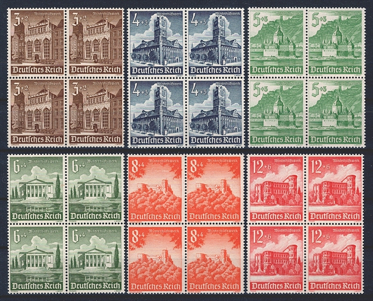Deutschland, Deutsches Reich, Nr.751-759, Winterhilfswerk, komplette Serie, im Viererblock – Bild 2