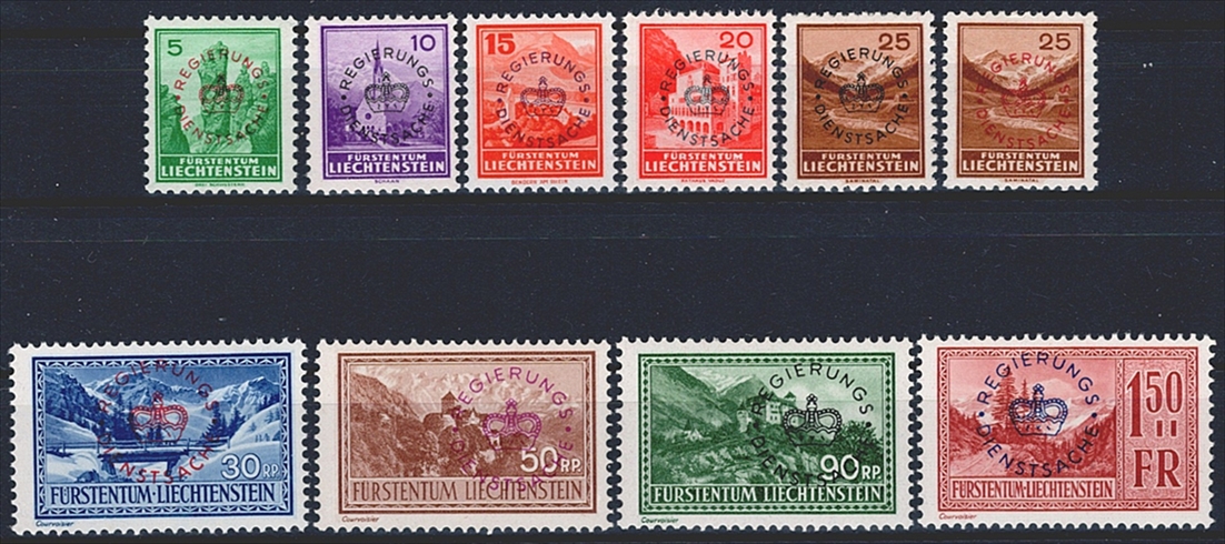 Liechtenstein, Dienstmarken, Nr.11-20, komplette Serie