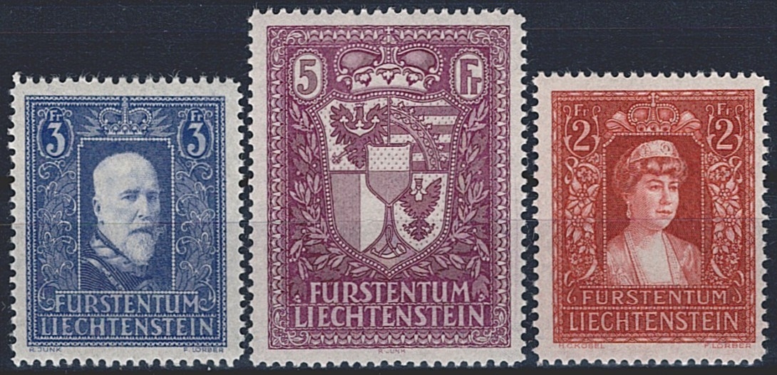 Liechtenstein, Nr.119-121, Freimarken hohe Werte, komplette Serie