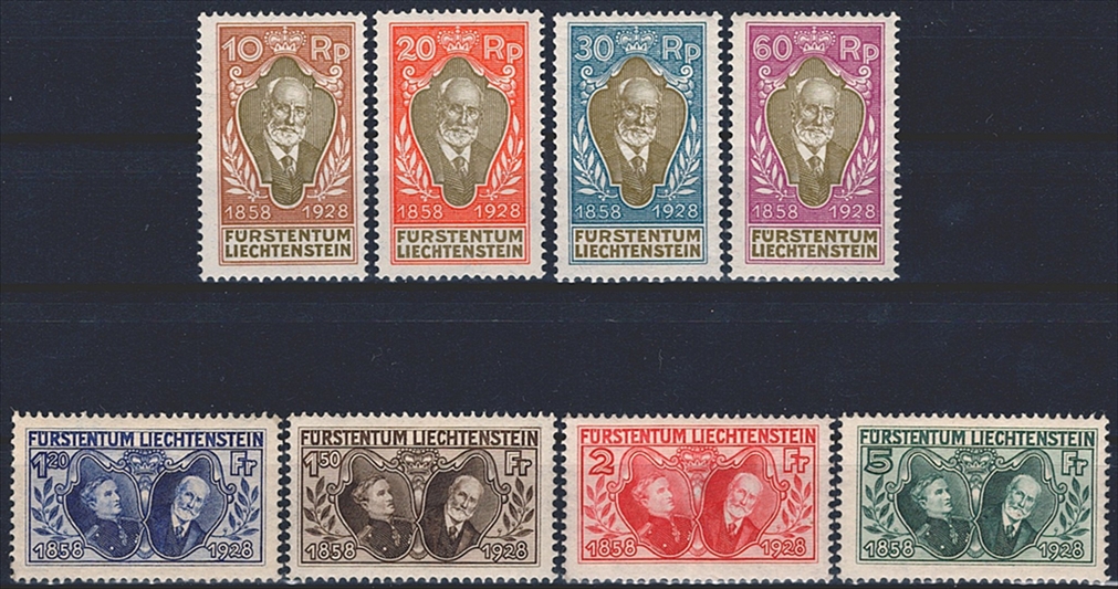 Liechtenstein, Nr.72-79, Regierungsjubiläum, komplette Serie