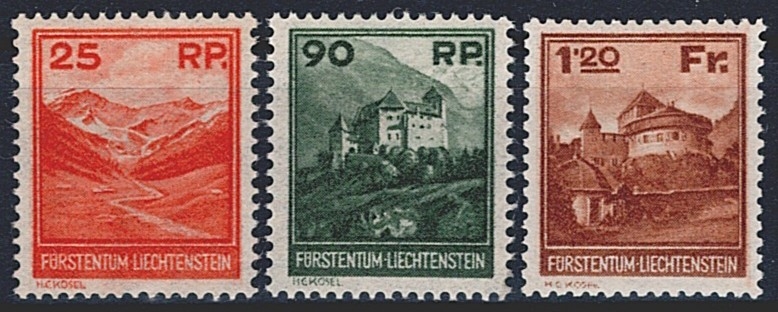 Liechtenstein, Nr.98-100, Freimarken, komplette Serie