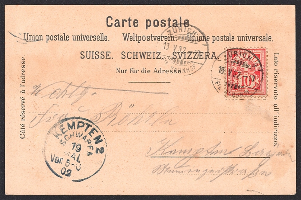 Lithographien, Schweiz, Gruss aus ZÜRICH, 2 Bilder, Farblitho, 1902 – Bild 2