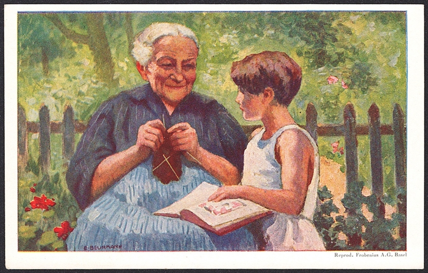 Bundesfeierkarten, Schweiz, 1928, Nr.47Il, Grossmutter mit Mädchen – Bild 2