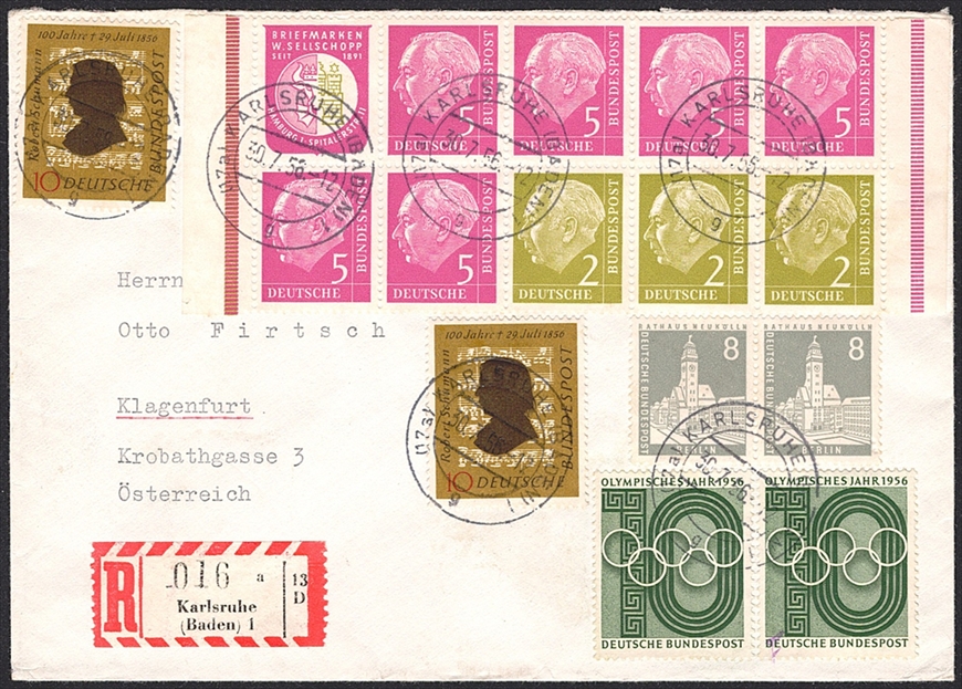 Deutschland, BRD, Markenhefte, Blatt-Nr.6+, R-Brief KARLSRUHE
