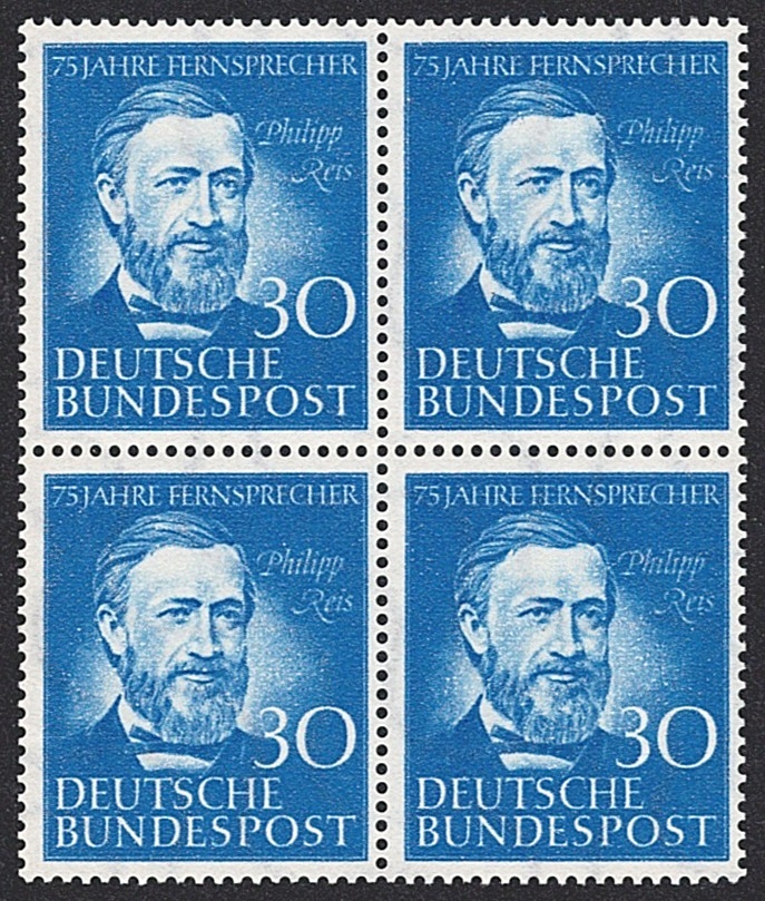 Deutschland, BRD, Nr.161, Philipp Reis, im Viererblock