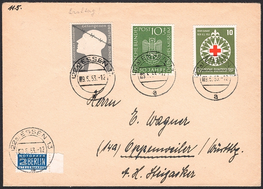 Deutschland, BRD, Nr.163-165, Nr.165 FDC, ESSEN