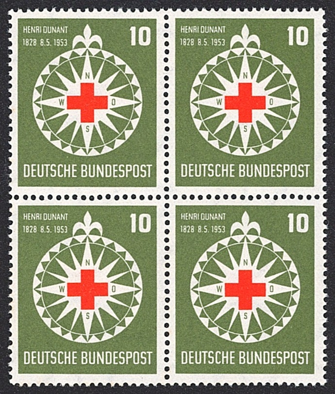 Deutschland, BRD, Nr.164, Henri Dunant, im Viererblock