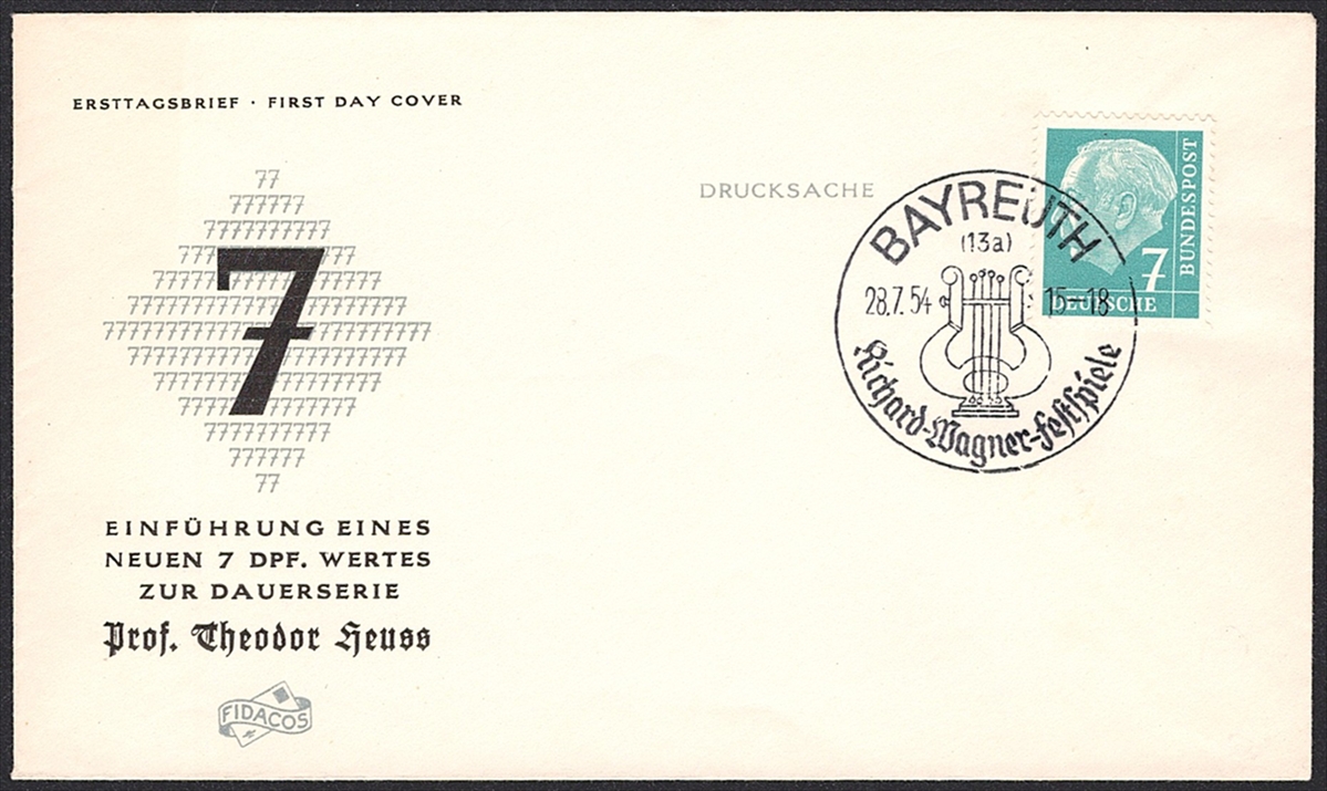 Deutschland, BRD, Nr.181x, Freimarken, illustrierter, unadressierter FDC, BAYREUTH
