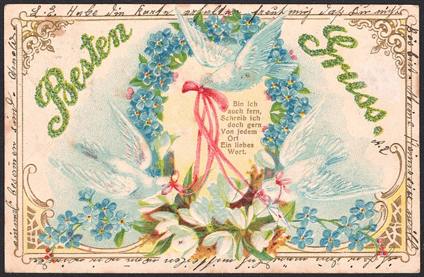 Lithographien Schweiz, Kitschkarten, mit Prägedruck, 1905